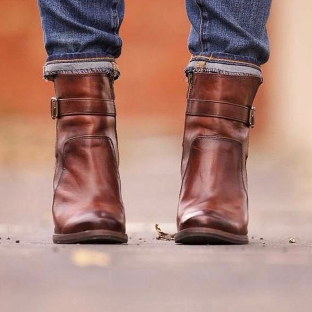 Frye Patty Leather Riding Bootie Redwood Ankle Boot‎ size 7.5 M
